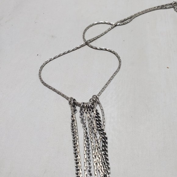 CACHE multi-layered 9-strand layered silver necklace with gold charms - Picture 6 of 9